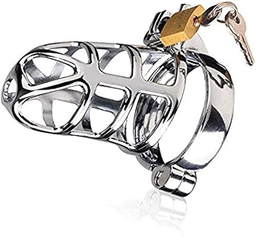 WENRONG 1 Set di Cintura ipoallergenica Argento Metallo Dispositivo Gabbia ipoallergenica Chiusura Anello Uomo.