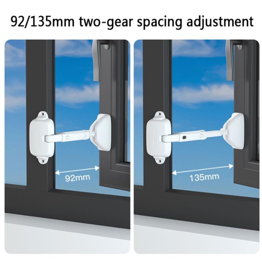 Luminexia Restrictor Ventana de Seguridad,Cerradura de Ventana Segura para niños,Tope de Ventana,fácil de Instalar,con Adhesivo 3M VHB,no se requieren Tornillos ni Perforaciones