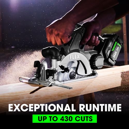 Image of FLEX 24V Brushless Cordless 6-1 /2-Inch In-Line Circular Saw Kit with 5.0Ah Lithium Battery and 160W Fast Charger - FX2131A-1C