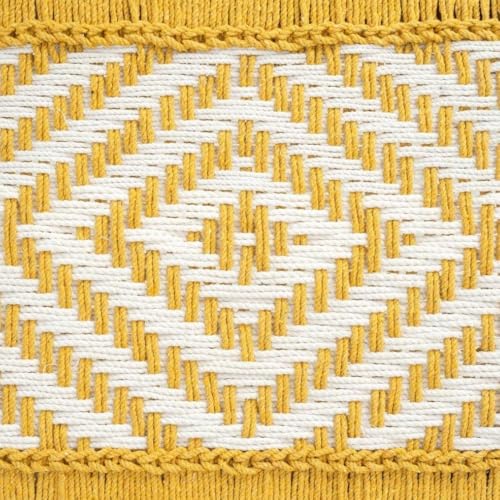 Image of JAE Furniture Wooden Bench for Seating | Handcrafted Sheesham Wood Bench for Living Room, Balcony & Garden | Traditional Patio for Outdoor with Cotton Handwoven Rope | Yellow and White