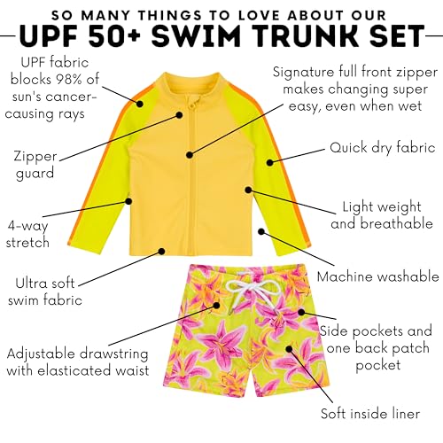 Image of SwimZip Boys' Long Sleeve Rash Guard & Swim Shorts Set - UPF 50+ Sun Protection