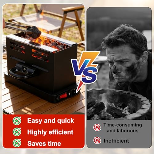 NICEWAT Elektrischer Kohleanzünder, 800W Holzkohle Elektrischer Kohlegrill Anzünder, Kohlegrill Zubehör mit Kabel und Griff, Kohlegrill Kohleanzünder für Outdoor Herd Grill