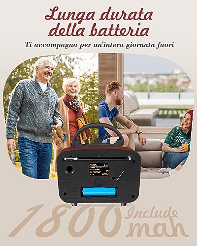 PRUNUS J-180 Radio Portatile Vintage FM/AM/SW