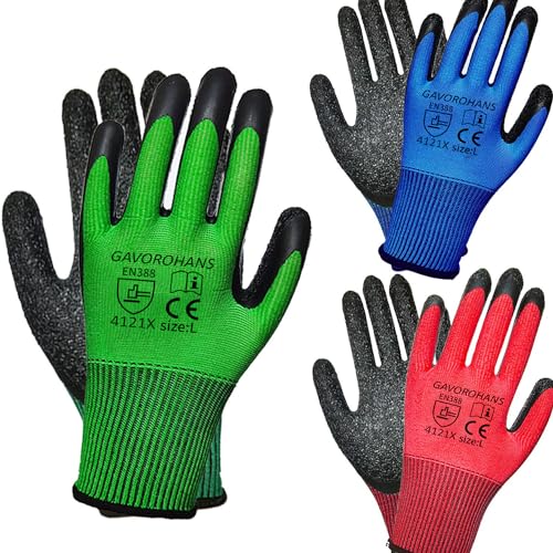 GAVOROHANS 3 Paar Gartenhandschuhe überlegene Griff-Arbeitshandschuhe langlebig bequem atmungsaktiv Mehrzweck für Gartenbau Logistik Lagerung Landschaft