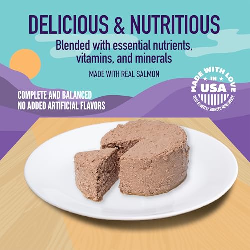 Image of A Strong Heart Canned Wet Cat Food, Salmon Dinner Pate - 3 oz Cans (Pack of 24), Made in The USA with Real Salmon