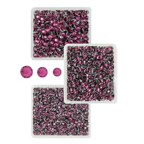 qiipii Wine Purple Crystal Resin Rhinestones for Crafting Burgundy Flatback Stones 3mm 4mm 5mm Non-Hotfix Diamonds Crystals Gems Charms Supplies for Nails Face Eyes Makeup Tumblers Bottles DIY Crafts