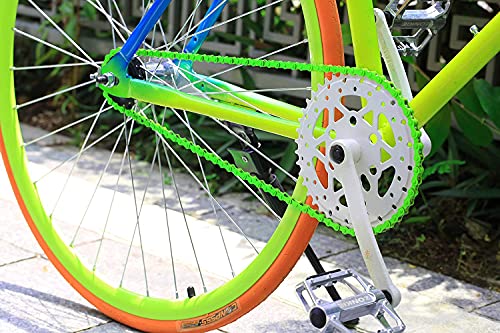 Single-Speed Bicycle Chain, 1-Speed Bike Chain, Multicolour, 1/2 X 1/8 Inch, 116 Links (116L, Green, 1) #TOP2
