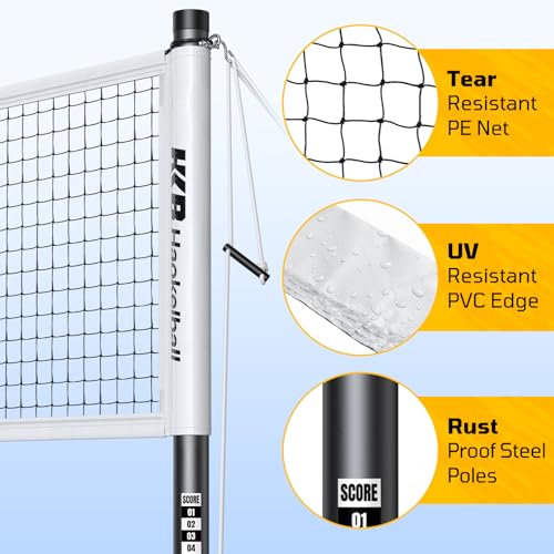 Haokelball Outdoor Badminton Net Set with Anti-Sag Winch System - 20ft Badminton Net, 4 Rackets, 3 Shuttlecocks & Carry Bag, Badminton Set for Backyard, Grass, Beach, Holiday Games by Haokelball - Used condition - Image 4