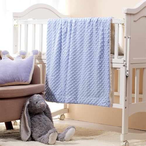 Image of CREVENT 2Pcs 30''X40'' Cute Cozy Fluffy Warm Baby Blankets for Infants Toddlers' Bedding Crib Cot Stroller - Grey Cloud + Blue Sherpa