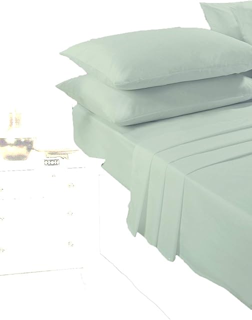 Comfy Nights Luxury Plain Dyed Pollycotton Sheet Set (Fitted Sheet, Flat Sheet & Pillow Pair) (Single, Mint Green)