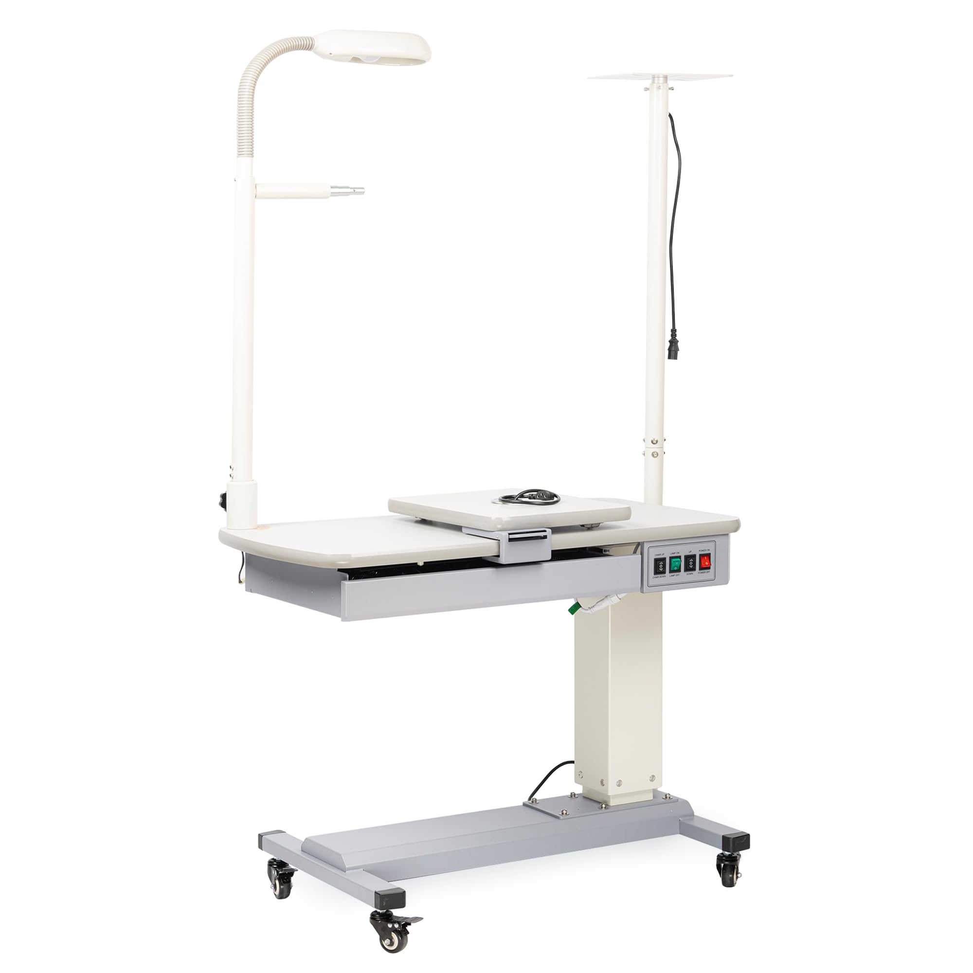 UCanSee Optometry Combination Table - Electric Height Adjustment, Large Drawer - Fits Trial Lens Set Tray, Phoropter, Auto Refractometer, Vision Chart Projector - Tabletop Size: 35.2