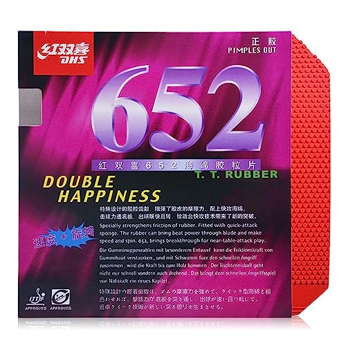 Ppbigu 652 Short Pips-Out Table Tennis Rubber, Double Happiness Pimples Out Pingpong Rubber with Sponge, Short Pimples (1 pcs red)