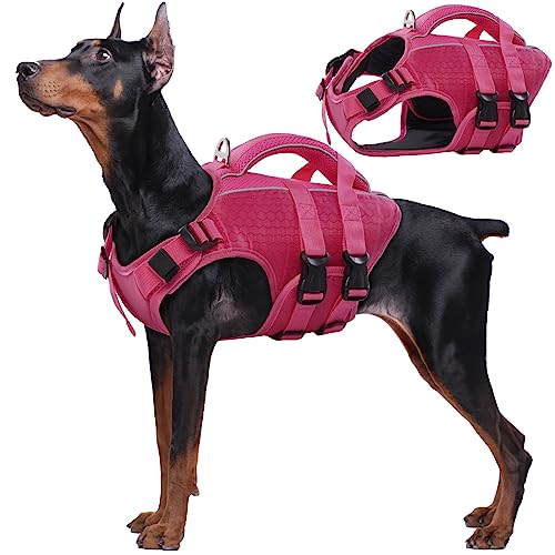 Kuoser-Dog-Life-Jacket-High-Flotation-Reflective-Dog-Life-Vest-for-Swimming-Boating-Adjustable-Small-Medium-Large-Dog-lifejacket-Lightweight-Dog-Life-Preserver-Rescue-Handle-Spring-Summer-Pool