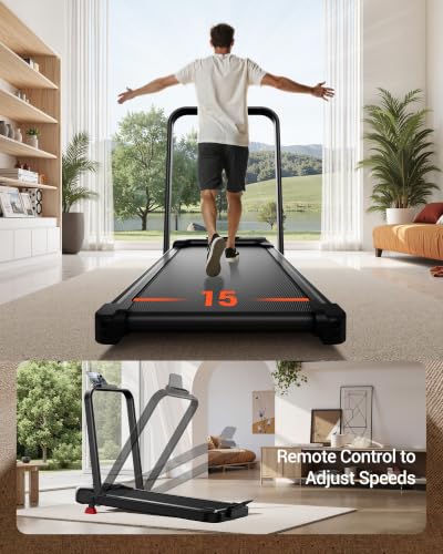 Image of LONTEK Walking Pad with 15% Incline, Under Desk Treadmills for Home | Foldable, Compact, Portable, 2.5HP Brushless, Home Office, 300Lbs Capacity, Reomte Control, LED Display