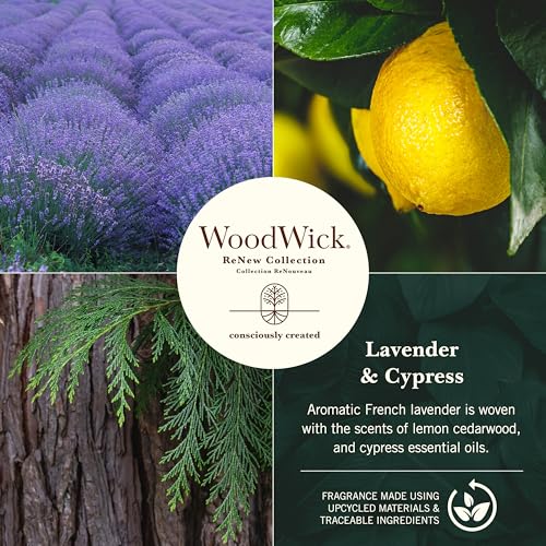 WoodWick Renew Scented Candle with Crackling Wick, Lavender & Cypress, Medium - Image 2