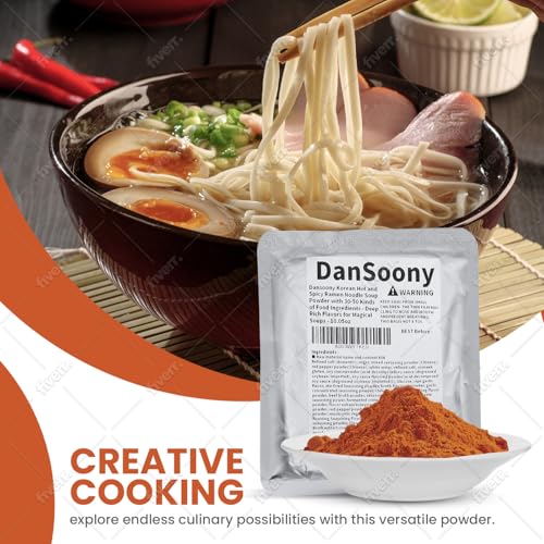 DanSoony Korean Hot and Spicy Ramen Noodle Soup Powder with 30-50 Kinds of Food Ingredients - Deep, Rich Flavors for Magical Soups