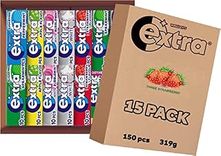 Extra Chewing Gum Variety Pack Bundle, Sugar Free Selection, Bulk Box, Mint & Fruit Flavours x 15 Pack - 150 pcs.