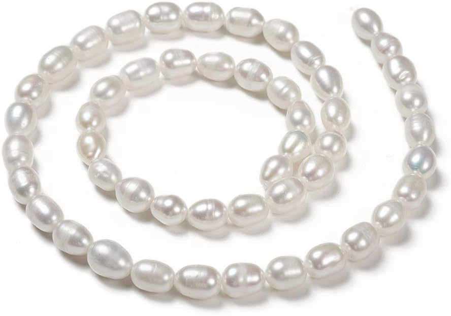 BB Beadthoven 120pcs/3strands Natural Cultured Freshwater Pearl Beads 7-8mm Oval Rice Shaped Pearl Beads Loose Spacers for DIY Necklace Bracelets Jewelry Making Crafts (Creamy White) - Image 3
