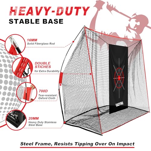 image for Anygulf Pro Golf Net, 10x7ft Heavy Duty Golf Practice Net with Mat, Ou