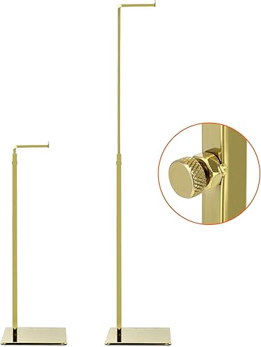 Miniatura 2 de QWORK Soporte de exhibición para bolso, paquete de 2 estantes dorados pulidos para bolsos, soporte para joyas, altura ajustable, para encimera