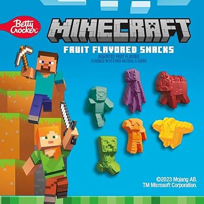 Minecraft Fruit Flavored Snacks, Fat Free and Gluten Free Snacks, 8 oz (10 Pouches)
