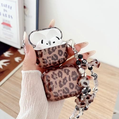 Coque AirPods Pro 3 motif léopard gris JANDM chic avec dragonne
