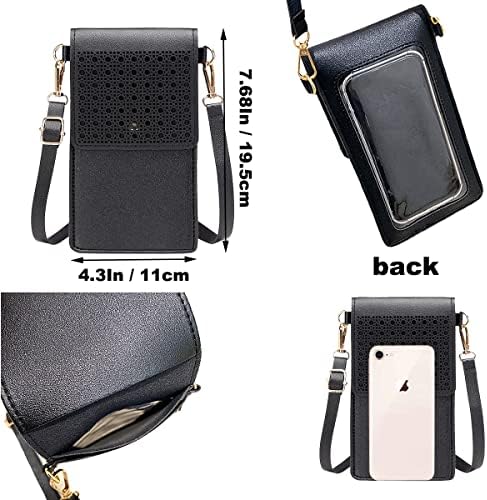 Womens Mini Crossbody Cellphone Shoulder Bag Ladies Small Crossbody PU Touch Screen Phone Bag Girls Purse Smart Wallet Mobile Phone Bag with Adjustable Shoulder Strap