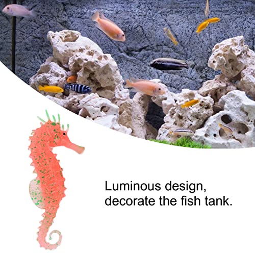 Hipocampo luminoso, cavalo-marinho luminoso realista com sucção para aquários (vermelho)