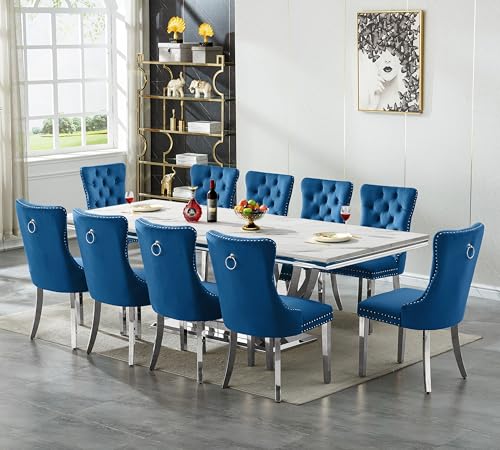 94.5" Marble Dining Table Set for 10, Luxury Dining Room