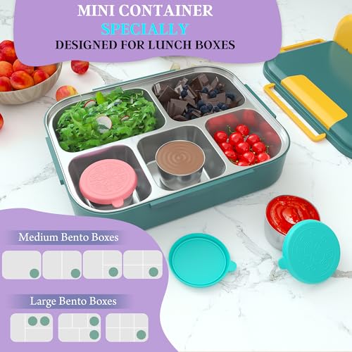 Image of Qukaka 6x2.7 Oz Salad Dressing Container to Go,Handy Leakproof Stainless Steel Meal Prep Containers Reusable,Sauce Containers for Lunch Box, Picnics, Travel, Office and Kitchen Storage
