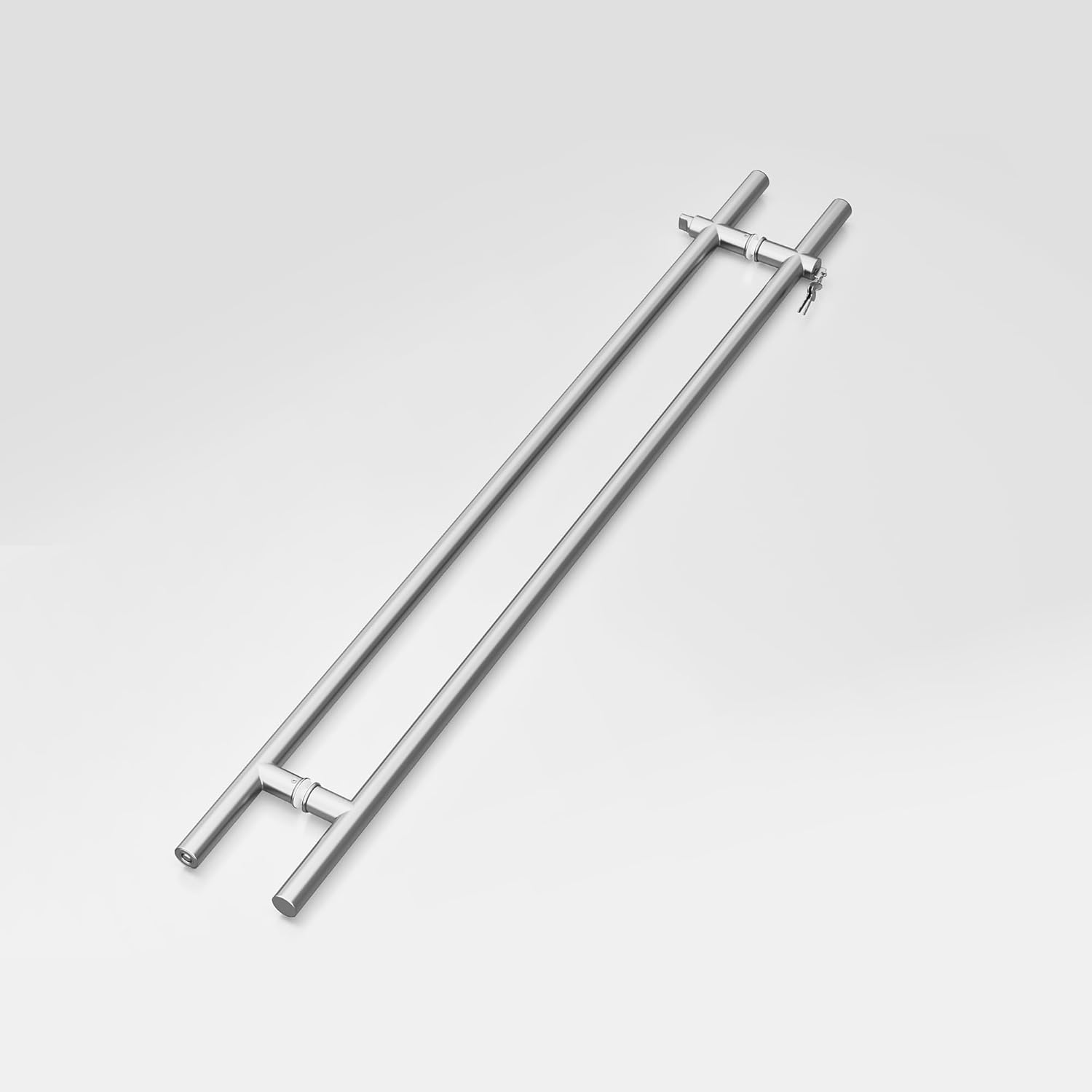 36 inch Large Push Pull Double Sided Commercial Storefront Door Handles for 10-20mm Glass Heavy Duty 1.5mm Thick 304 Stainless Steel Round H Shaped