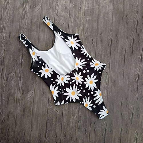 Maiô feminino floral de uma peça com controle de barriga e decote em U, costas nuas e cintura alta W