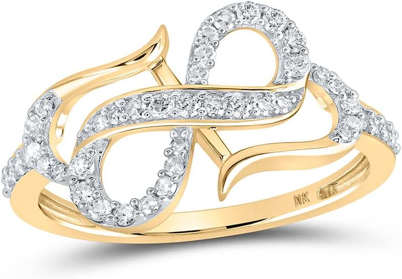 Jewels By Lux 10K Yellow Or White Or Rose Gold Womens Round Diamond Infinity Heart Ring, Womens Size: 5-10