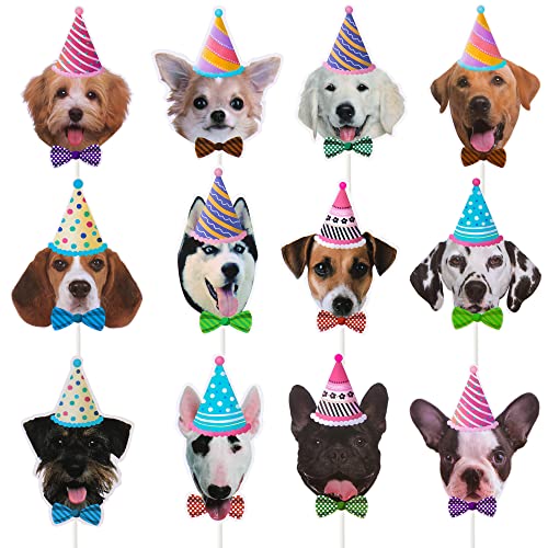 24Pcs Dog Face Cupcake Toppers Dog Theme Party Cake Decoration For Puppy Pet Dog Birthday Party Supplies #TOP1