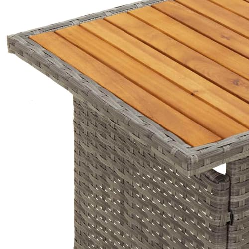 Mesa de jardín de madera maciza de acacia y acero gris 7