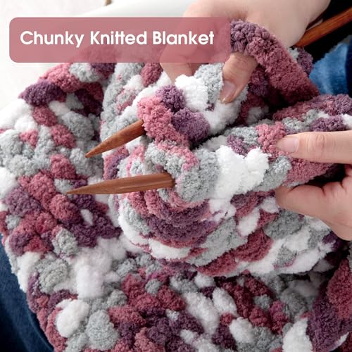 Image of MABOZOO Tie Dye Chunky Yarn for Crocheting & Knitting, 8 Pack - Soft Plush Red Fluffy Jumbo Chenille Yarn,Giant Thick Fuzzy Bulky(29 yds, 8 oz Each Skein)