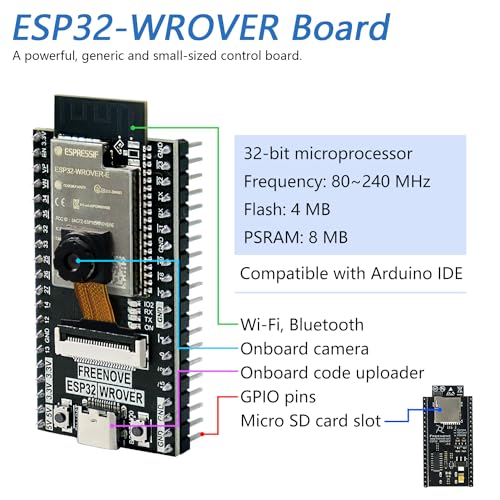 Freenove ESP32 Kit Dev CAM Board Super Starter Kit, Dual-core 32-bit 240 MHz Microcontroller, Onboard Camera WiFi+BT - Image 3