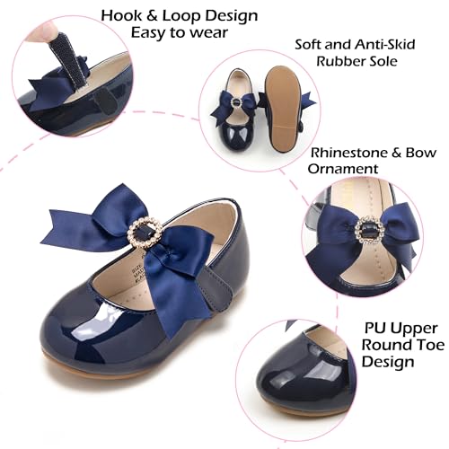 Image of PHIRAMIN Toddler Flower Girl Dress Shoes - Little Girl Mary Janes Flats Wedding