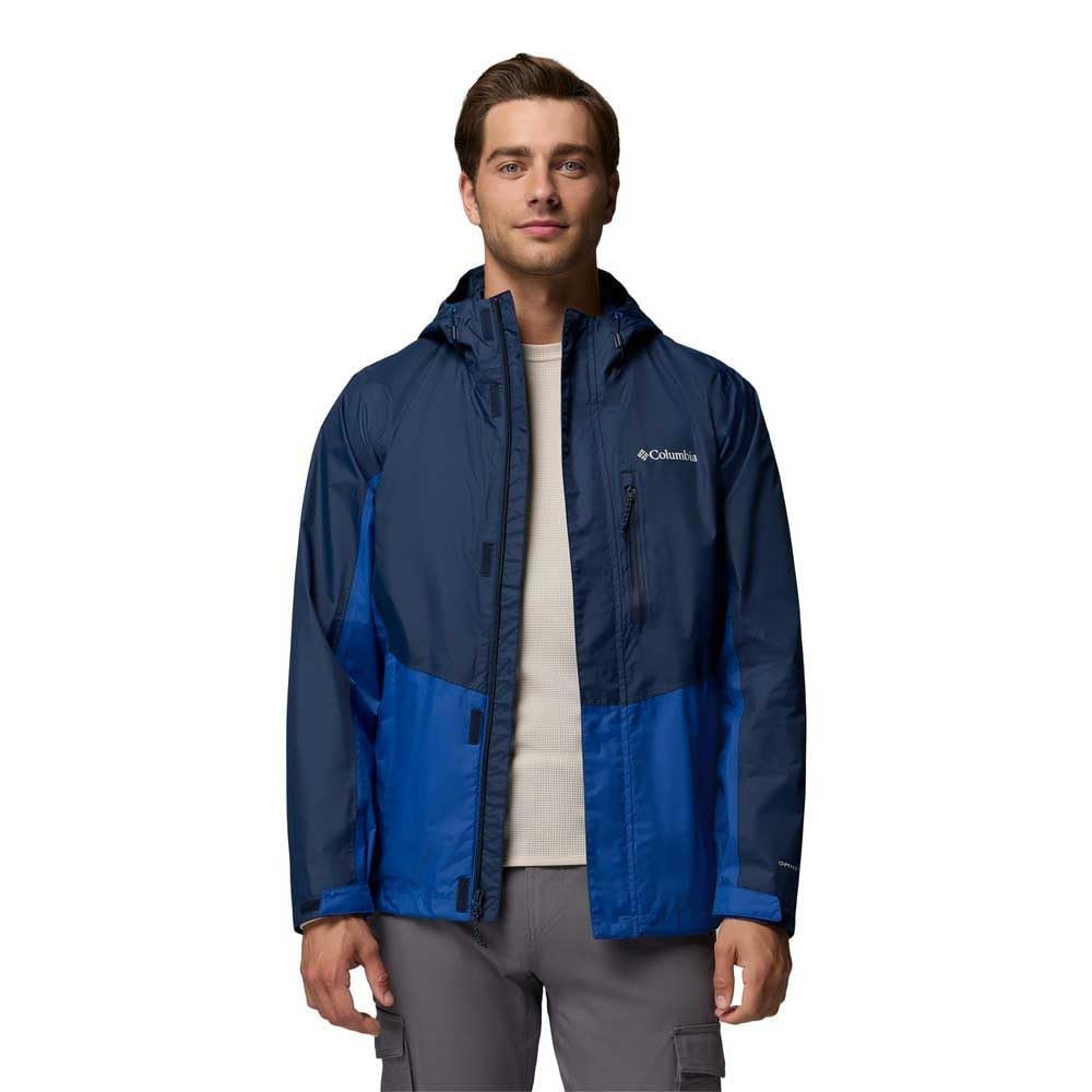 Columbia Męska kurtka Pouring Adventure 3, wodoodporna kurtka przeciwdeszczowa, Collegiate Navy, Mountain Blue, XL