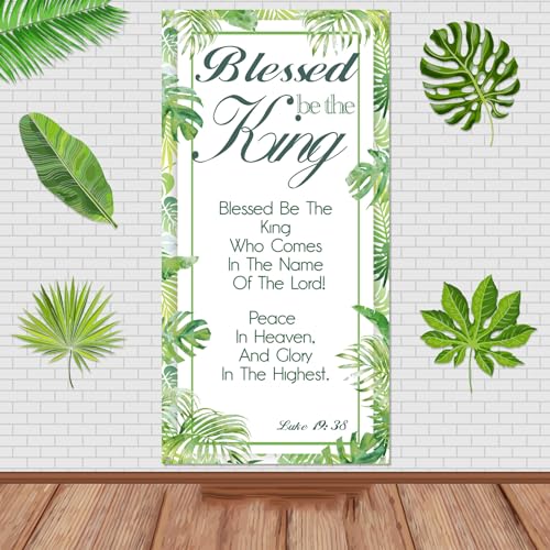 SmoothNovelty Palm Sunday Banner Easter Palm Sunday Backdrop Decoration Blessed Be the King Holy Week Banner Background for Church Decoration Religious Christian Sunday School Home Activities