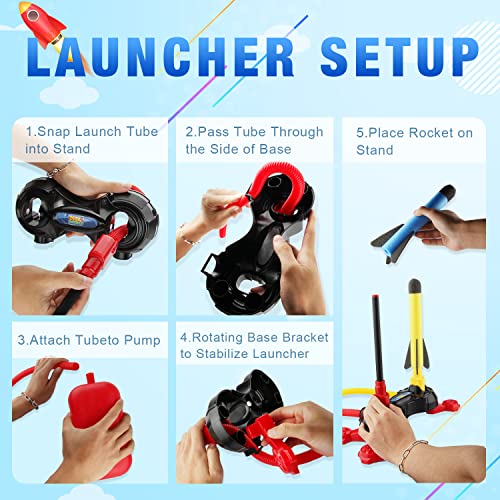Toy Rocket Launcher For Kids,Outdoor Toys-Shoots Up To 100 Feet-Jump Rocket Set 6 Foam Rockets & 2 Stomp Launchers, Birthday Xmas Gifts For 3 4 5 6 7 8 9 10 Year Old Boys & Girls #TOP4