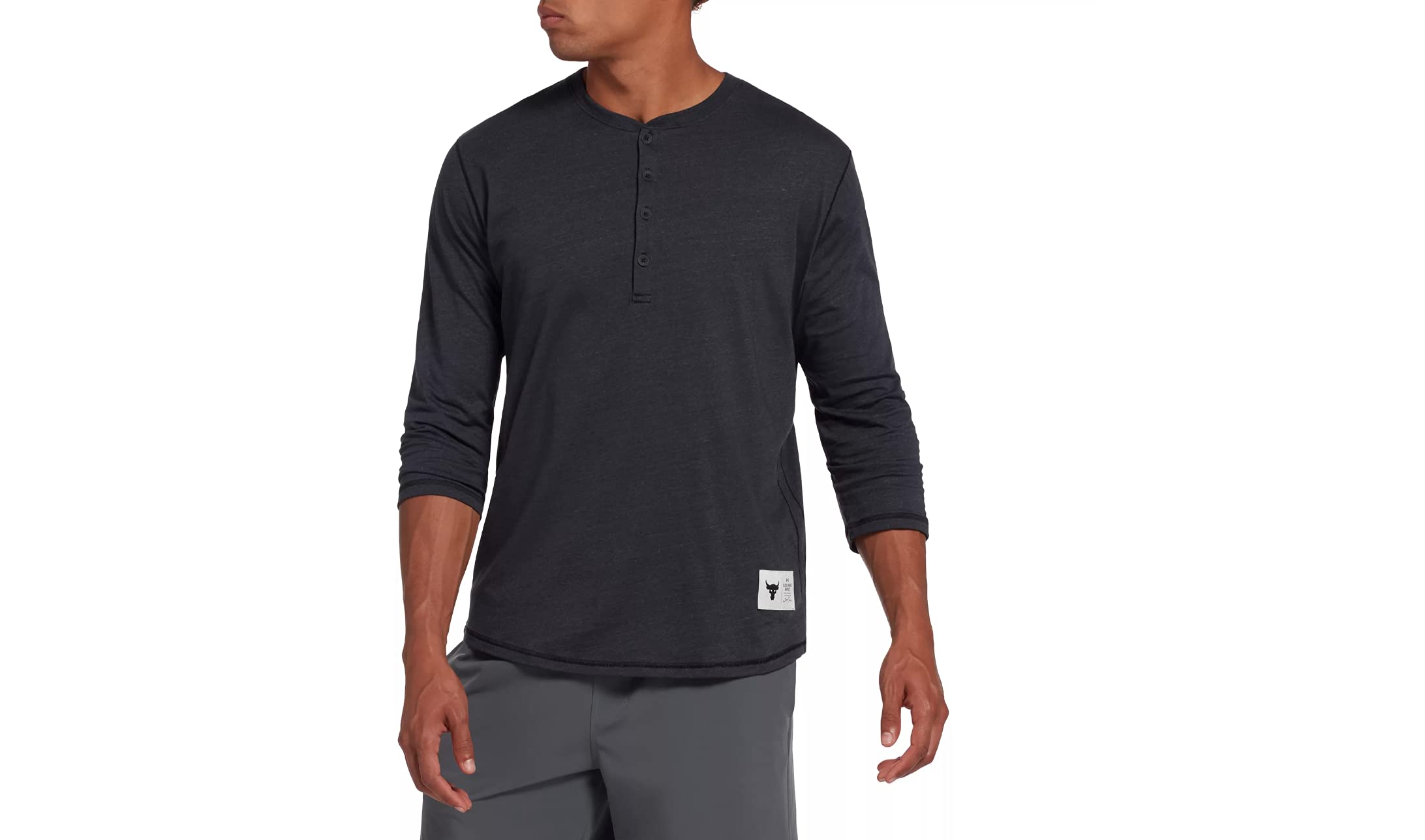 Under Armour Men's Black Project Rock¾ Sleeve Henley Sm