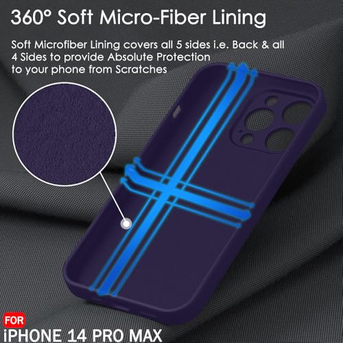 Image of TheGiftKart Liquid Silicone Back Cover Case for iPhone 14 Pro MAX | Soft Micro-Fibre Lining Inside | Camera & Screen Protection | Shockproof Case Cover for iPhone 14 Pro Max (Silicone, Dark Purple)