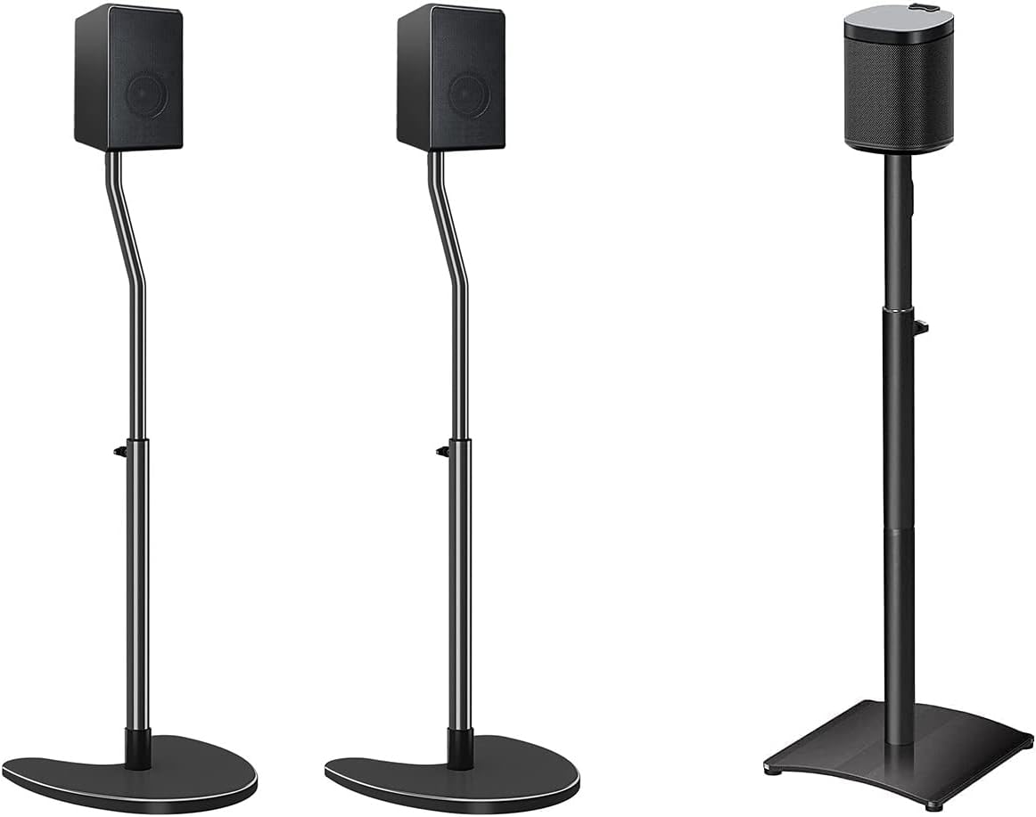 Mounting Dream MD5401 Speaker Stands Pair, Extendable 31'-40', 11lbs Loading, MD5411 Single Speak Stand for Sonos One, One SL, Play:1, Height Adjustable 39.6'-48.3'