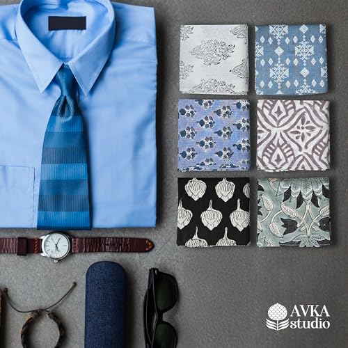 Image of AVKA Studio Unisex Handkerchiefs - Soft Cotton Handcrafted Hankies - Sweat Absorbing, Machine Washable, Thin & Lightweight
