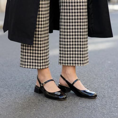 CUSHIONAIRE GOGO Mary Janes Sling Back Dress Shoes for Women with Block Heel | Wide Widths Available, Black 6.5W by CUSHIONAIRE - Used condition - Image 2