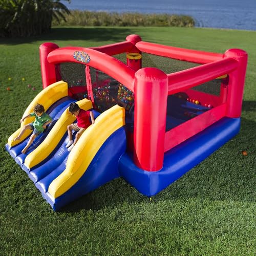 Image of Blast Zone Triple Play Inflatable Combo Bounce House - Massive 16x14 - Blower - Premium Quality - 7 Players - Double Slides