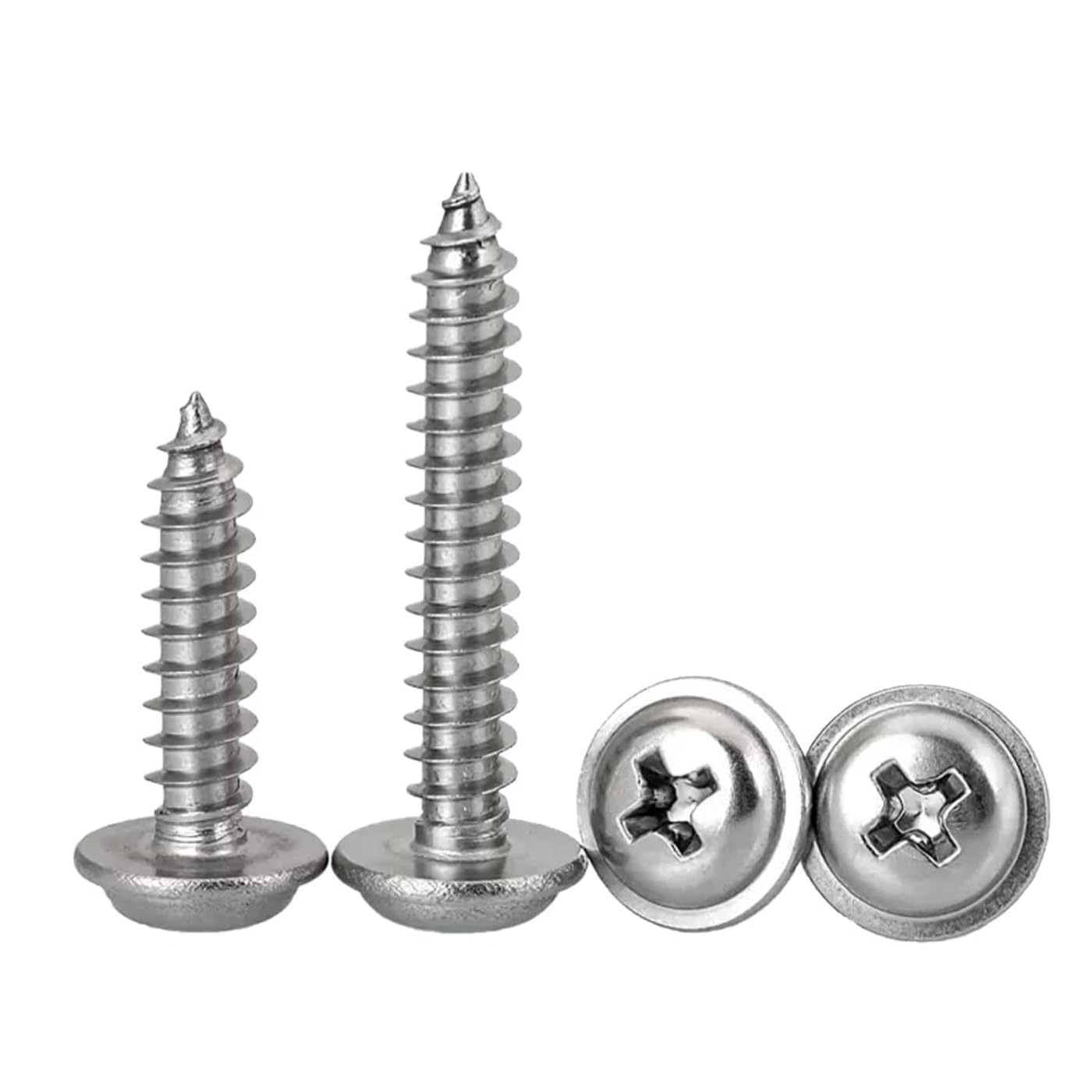 No.8 x 1.1/2" (4.2mm x 38mm) Pozi Flanged Self-Tapping Screw - Stainless Steel (A2) (Pack of 20) AB Point BS4174 - Image 4