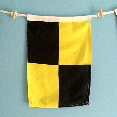 Nautical Signal Flag 10" x 15" - Indoor/Outdoor Use - Double Stitch Construction with Wooden Toggle & Cordage Loop - Spell Names, Dates & Coordinates - Maritime Alphabet Flags for Boats
