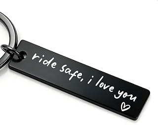 Ride Safe I Love You Engraved Keychain - Durable Stainless Steel Safety Reminder Gift for Bikers, Boyfriend, Husband, Wife